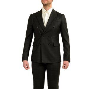 Dsquared2 Men's "Napoli" Gray 100% Wool Plaid Double Breasted Suit US 38 IT 48